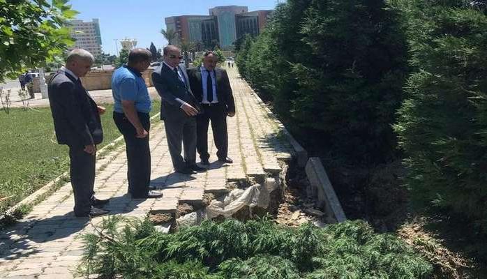 Niyazi Bayramov Gəncəyə yağan güclü yağışın yaratdığı fəsadlarla tanış olub