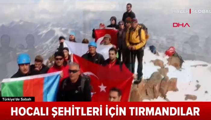 Türkiyəli alpinistlər Xocalı şəhidləri üçün dağa dırmandılar