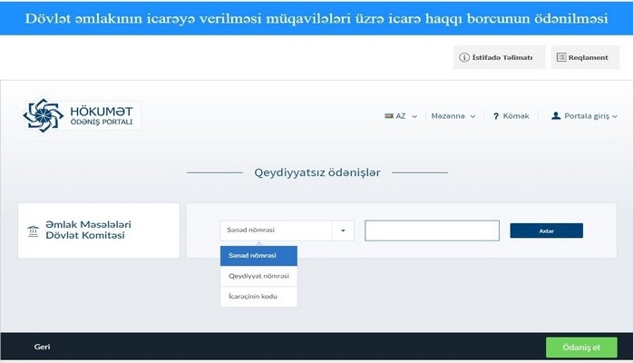 Azərbaycanda icarə haqqını internetlə ödəmək mümkün olub