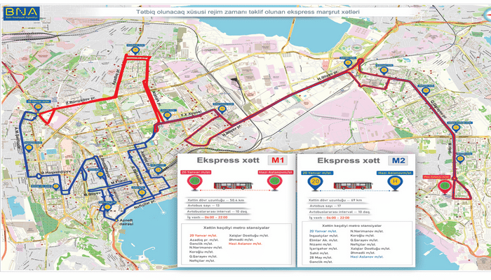 Karantin rejimi ilə əlaqədar xüsusi ekspress avtobus xətləri təşkil edilir