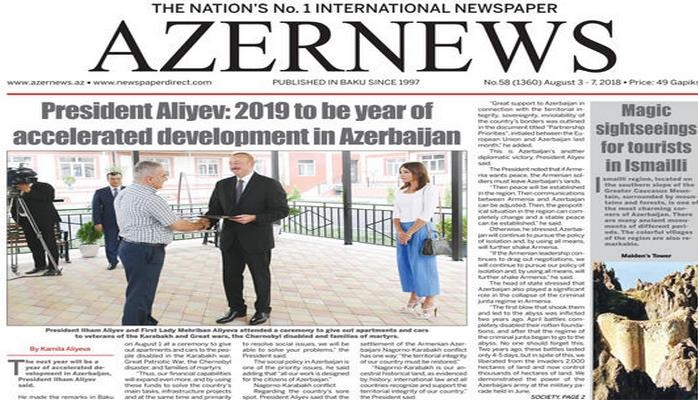 "AZERNEWS" qəzetinin növbəti nəşri çapdan çıxıb