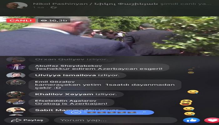 Azərbaycanlılar Paşinyanı canlı yayım açmağa peşman etdilər