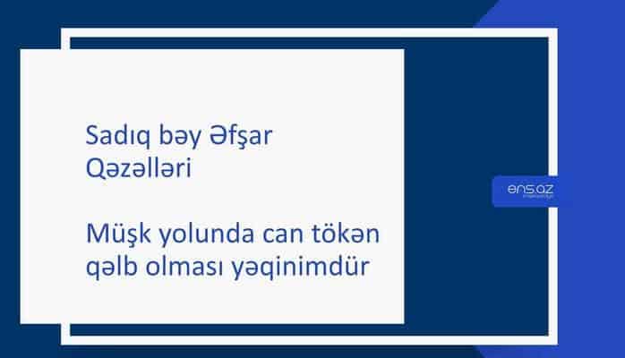 Sadıq bəy Əfşar - Müşk yolunda can tökən qəlb olması yəqinimdür