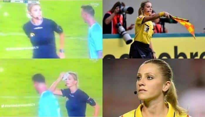 Qadın hakimin kişi futbolçuya etdiyi bu hərəkət izləmə rekordu qırdı