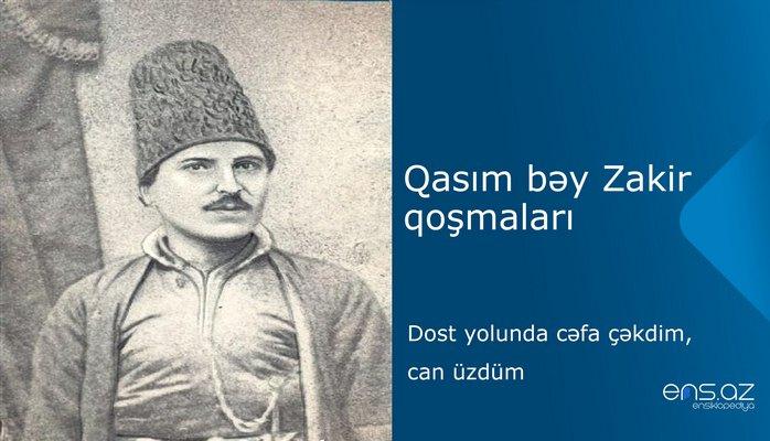 Qasım bəy Zakir - Dost yolunda cəfa çəkdim, can üzdüm