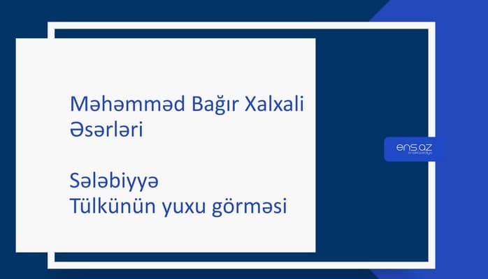 Məhəmməd Bağır Xalxali - Sələbiyyə/Tülkünün yuxu görməsi